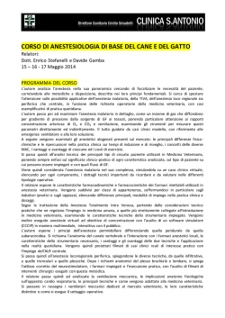 Corso di anestesiologia di base - clinica veterinaria sant antonio