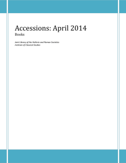 Accessions: April 2014 - Institute of Classical Studies Library