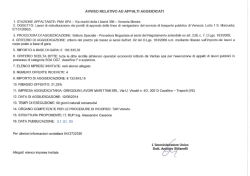AVVISO RELATIVO AD APPALTI AGGIUDICATI