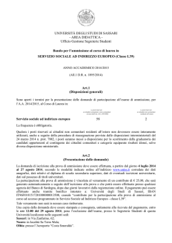 Bando Servizio sociale a indirizzo europeo L39 a.a. 2014