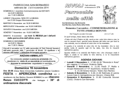 Domenica 16 novembre FESTA &ndash; APERICENA