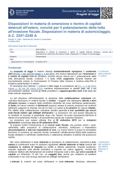 Disposizioni in materia di emersione e rientro di capitali detenuti all