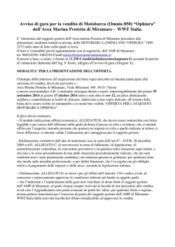 Avviso di gara per la vendita di Motobarca
