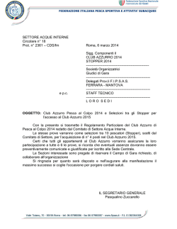 Club Azzurro pesca al colpo 2014 e selezioni tra gli Stopper per l