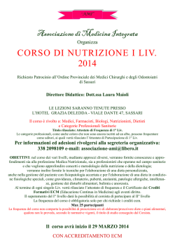 CORSO DI NUTRIZIONE I LIV. 2014