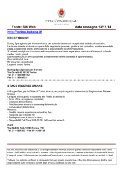 Fonte: Siti Web data rassegna 13/11/14 http://torino.bakeca.it/