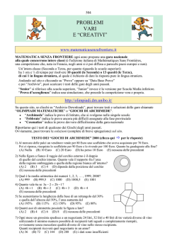 PROBLEMI VARI E &ldquo;CREATIVI&rdquo; - Chi ha paura della matematica
