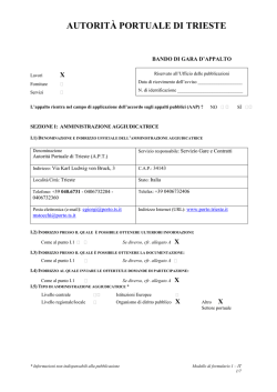 Bando gara Prog. APT 1484 - Autorit&agrave; Portuale di Trieste