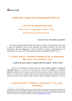 Programma Supervisioni e conferenze 2015