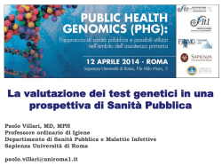 La valutazione dei test genetici in una prospettiva di Sanità Pubblica