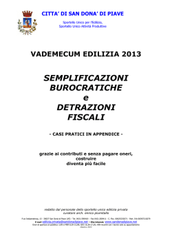 SEMPLIFICAZIONI BUROCRATICHE e DETRAZIONI FISCALI