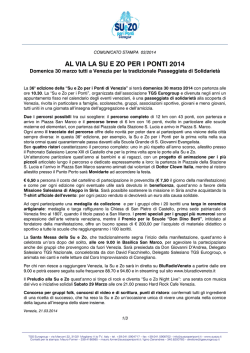 Comunicato Stampa 03/2014 - Su e Zo Per i Ponti Venezia