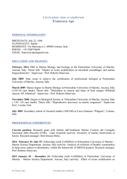 Curriculum vitae et studiorum Francesca Ape