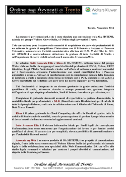 Offerta Commerciale Ordine Avvocati Trento SAE KLEOS AMW
