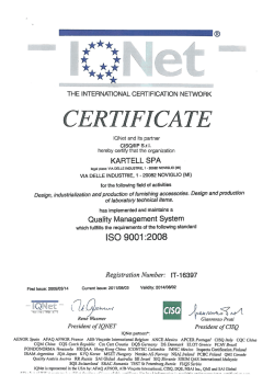 CERTIFICATE - Kartell Labware