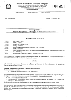bando esperti Tutor e lab. motivazionale