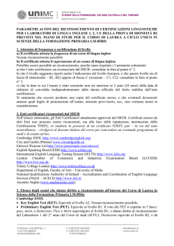 parametri ai fini del riconoscimento di certificazioni linguistiche per i