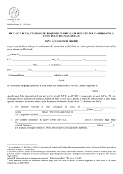 richiesta di valutazione dei requisiti curriculari