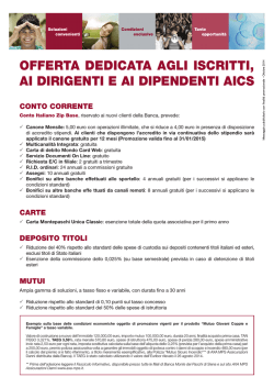 OffERTA DEDICATA AgLI ISCRITTI, AI DIRIgENTI E AI