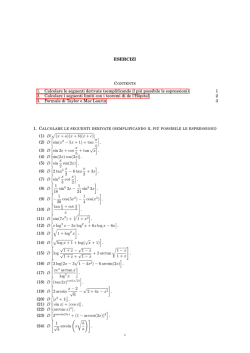 ESERCIZI 1. Calcolare le seguenti derivate