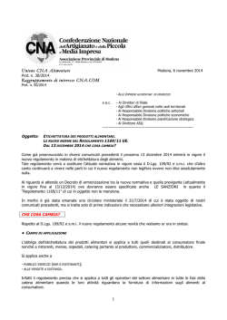 etichettatura dei prodotti alimentari 11/10/2014