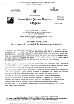 Bando selezione personale 2015 - IRGeM