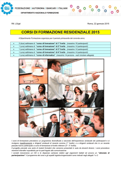 Segreteria Nazionale Corsi di formazione residenziale