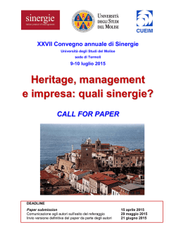 Call for paper - Sinergie Journal