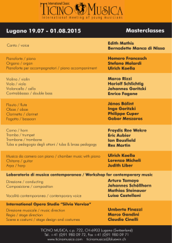 Lugano 19.07 - 01.08.2015 Masterclasses