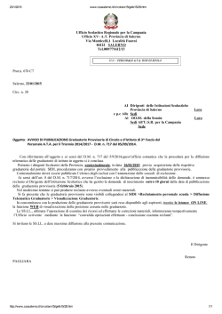 CSA Salerno: AVVISO DI PUBBLICAZIONE Graduatorie Provvisorie