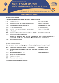 19 marzo &ndash; prima sessione Il meccanismo dei certificati bianchi: le