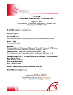 CONVEGNO Le novit&agrave; su Nota Integrativa e lo standard Xbrl