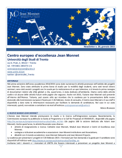Newsletter 20 - gennaio - Universit&agrave; degli Studi di Trento