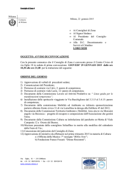 Consiglio 29 gennaio 2015 ore 18.30 -21