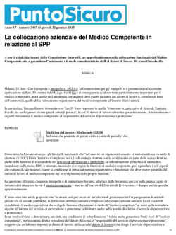 La collocazione aziendale del Medico Competente in