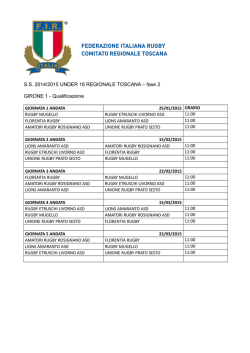 SS 2014/2015 UNDER 16 REGIONALE TOSCANA &ndash; fase 2 GIRONE 1