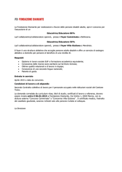 Educatrice/Educatore 80% presso il foyer Camminata a Bellinzona.