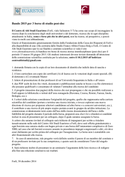Bando 2015 - Scuola di Scienze Umanistiche