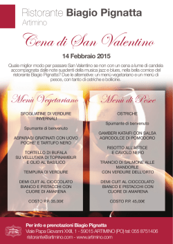 Cena di San Valentino al Biagio Pignatta