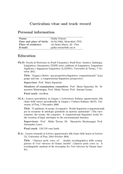 Curriculum vitae and track&ndash;record Personal information Education