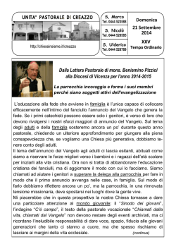 Domenica 21 Settembre 2014 XXV Dalla Lettera