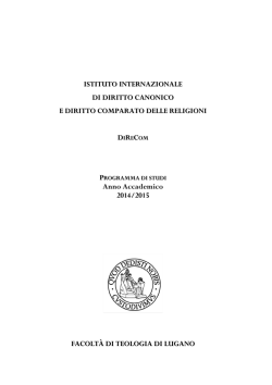 Master of Arts in Diritto canonico ed ecclesiastico comparato FTL