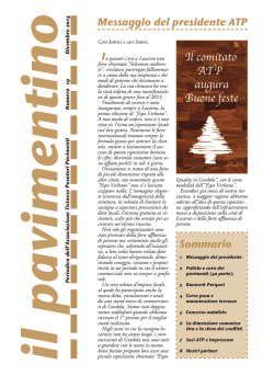Messaggio del presidente ATP Sommario