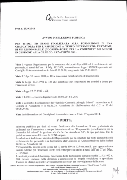 Bando Responsabile Coordinatore Comunit&agrave; dei Minori