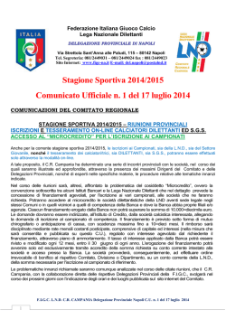Stagione Sportiva 2014/2015 Comunicato Ufficiale
