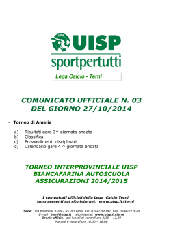 COMUNICATO UFFICIALE N. 03 DEL GIORNO 27/10/2014