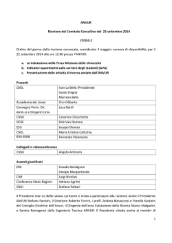 ANVUR Riunione del Comitato Consultivo del 22 settembre 2014