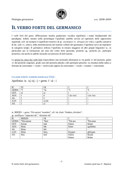 il verbo forte del germanico - Concetta Sipione Filologia germanica