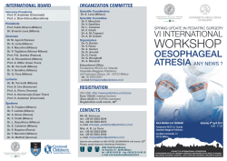 Oesophageal Atresia, any news? - Ospedale Maggiore Policlinico