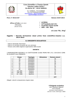 Formazione classi Prime 2014-15 - Liceo Scientifico e Classico